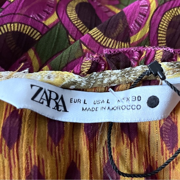 Zara Leaves and Geometric Shapes Halter Top Pink Yellow Green Orange Size Large - Picture 10 of 14